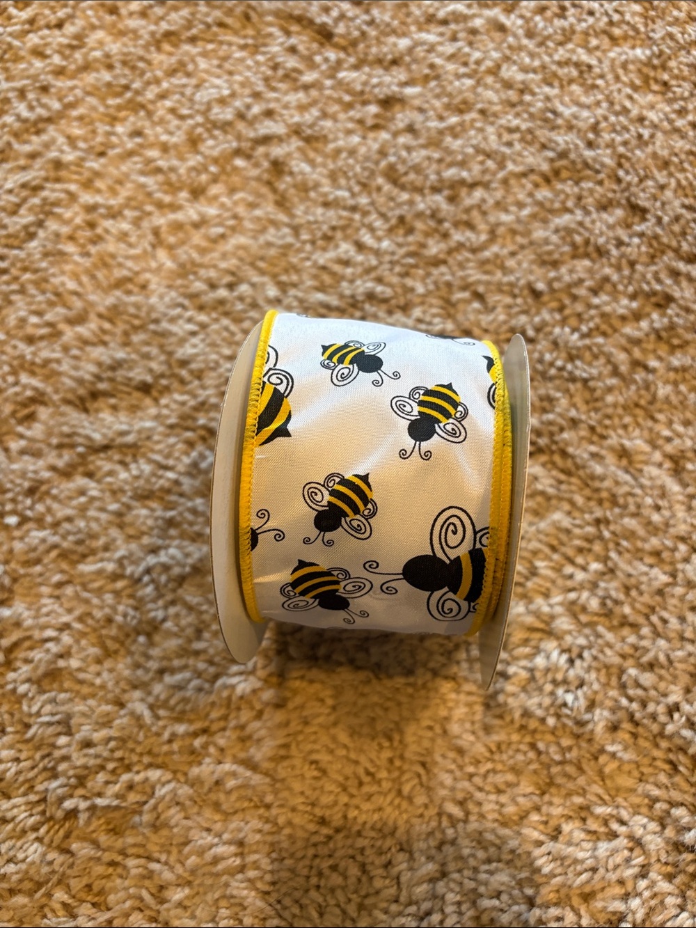 Yellow Bee Pattern Wired Ribbon